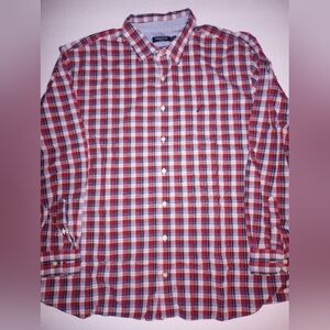 🥥🏖️ Nautica Red and Blue Casual Button Down Shirt